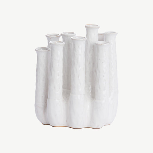 White Multi Stem Ceramic Vase
