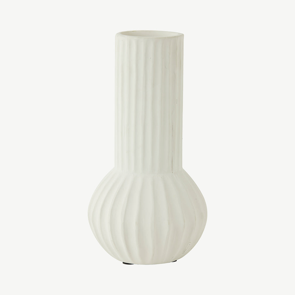 Cream Ribbed Vase