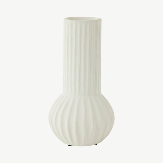Cream Ribbed Vase