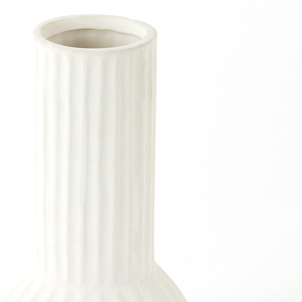 Cream Ribbed Vase