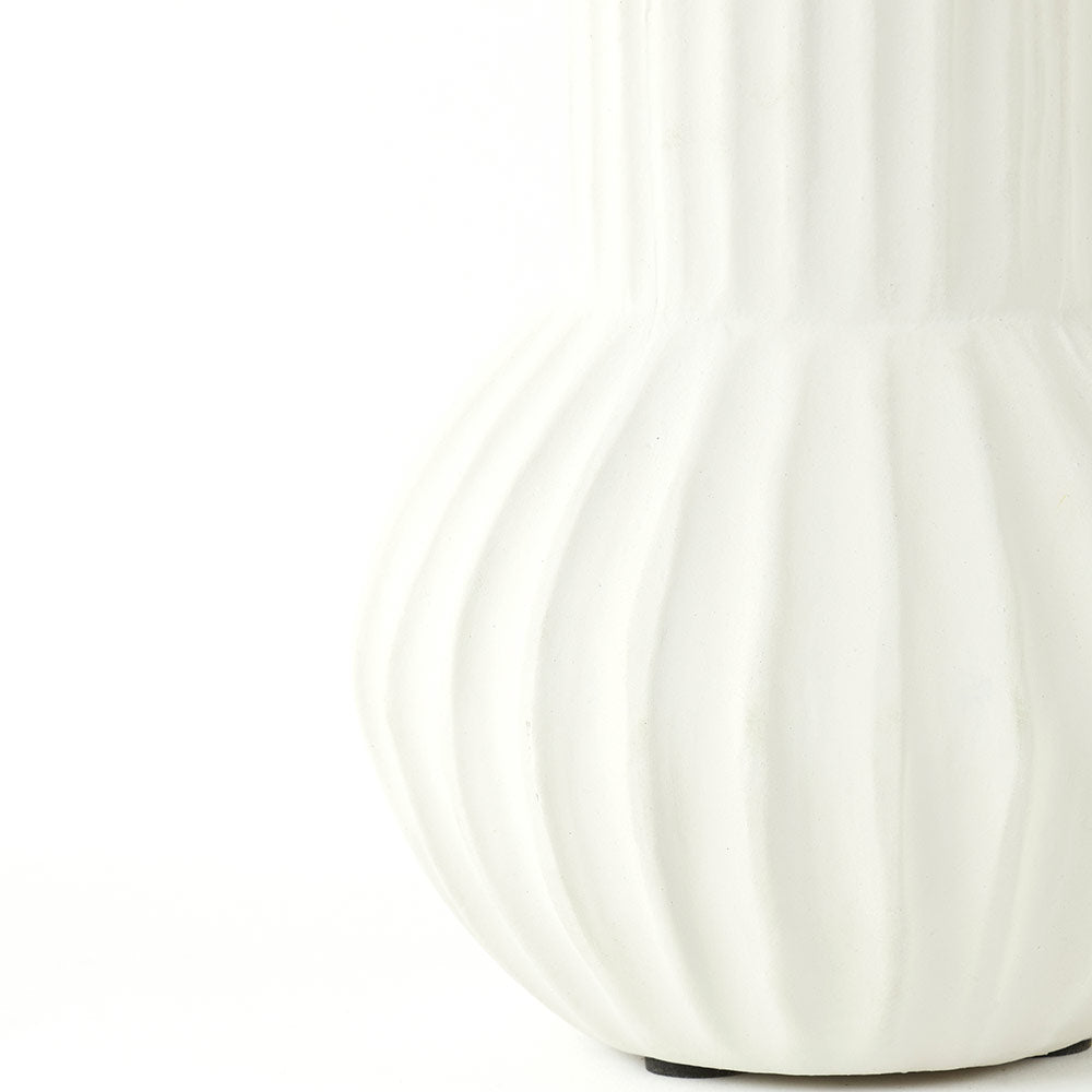 Cream Ribbed Vase
