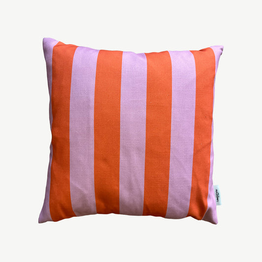Pink and orange striped classic cushion