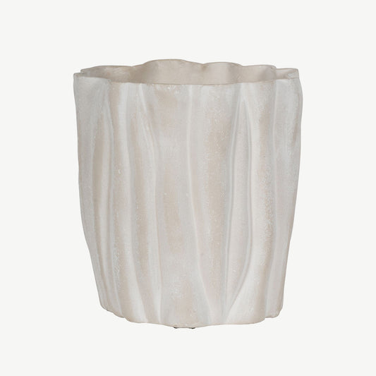 Eco friendly decorative cream vase with antique textured finish