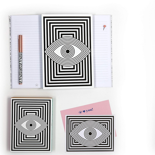 Thank you notecard set in black and white abstract journal