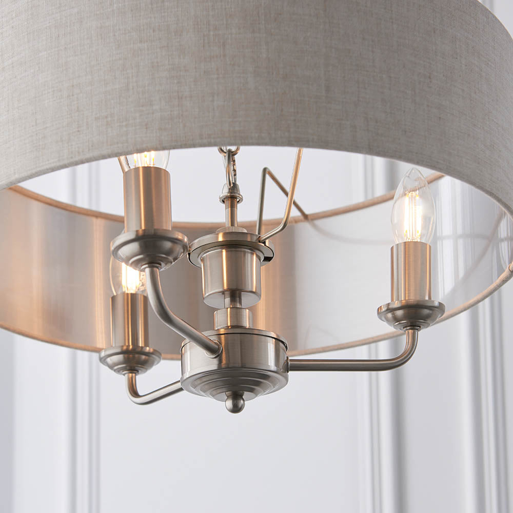 Leif 3lt Pendant Light in Brushed Chrome