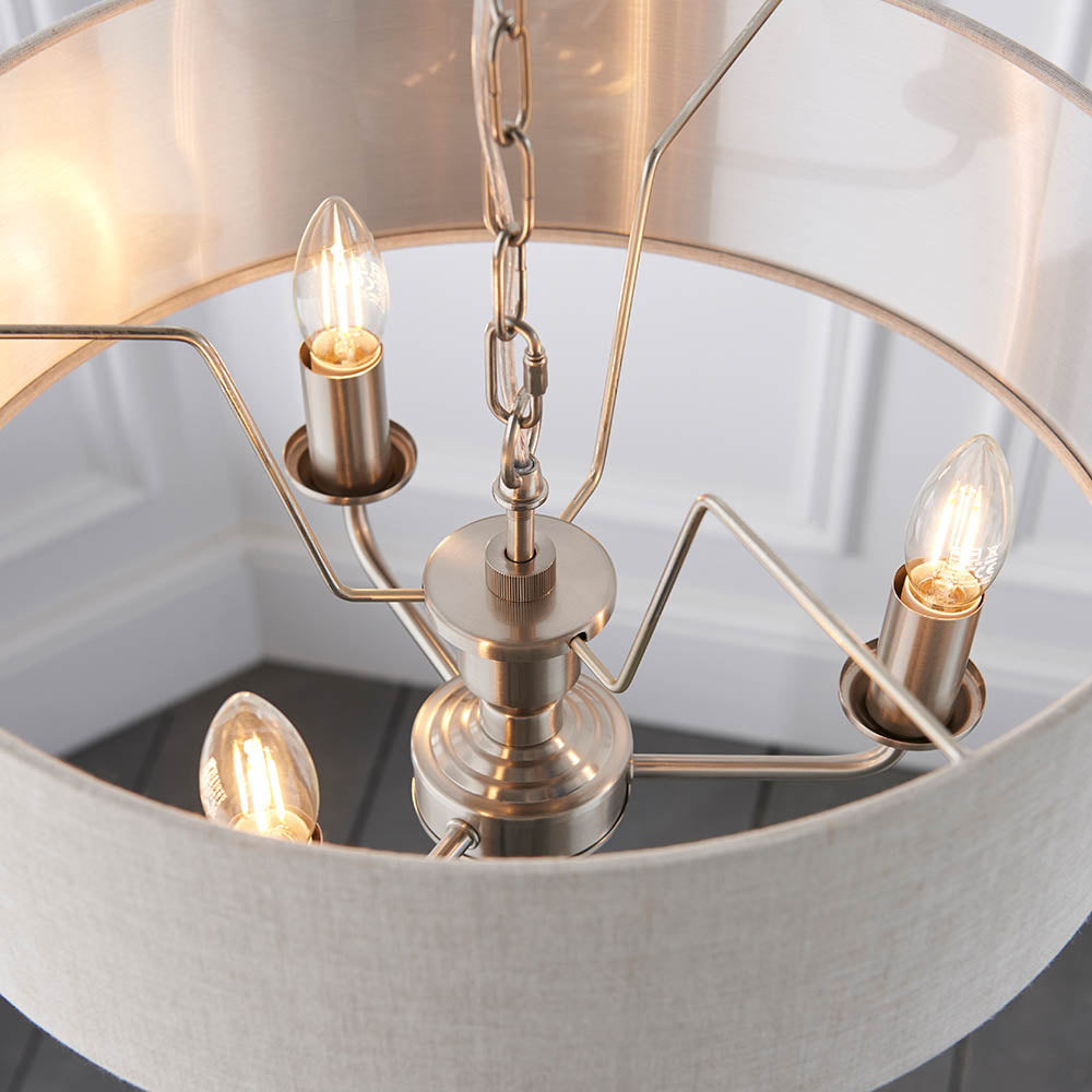 Leif 3lt Pendant Light in Brushed Chrome