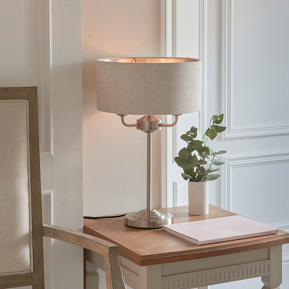 Leif 3lt Table Lamp in Brushed Chrome