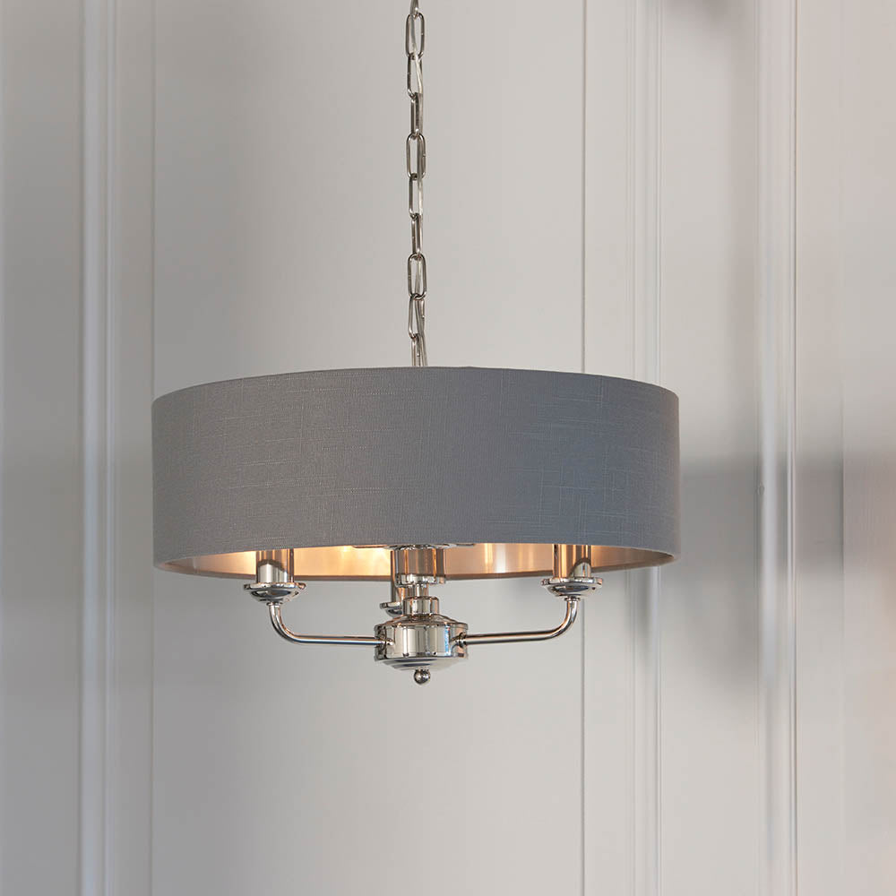 Leif 3lt Pendant Light in Bright Nickel