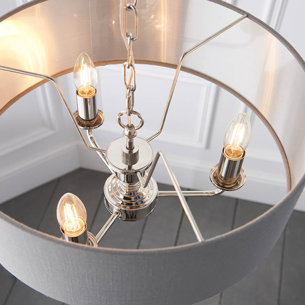 Leif 3lt Pendant Light in Bright Nickel