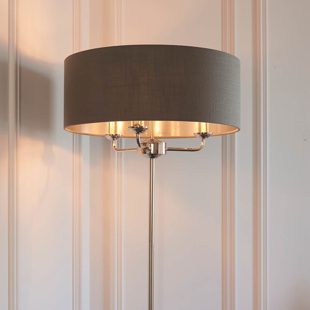 Leif 3lt Floor Lamp in Bright Nickel