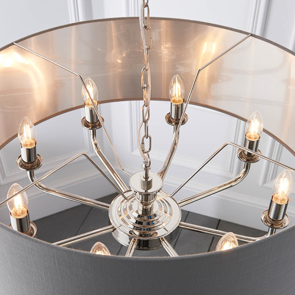 Leif 8lt Pendant Light in Bright Nickel
