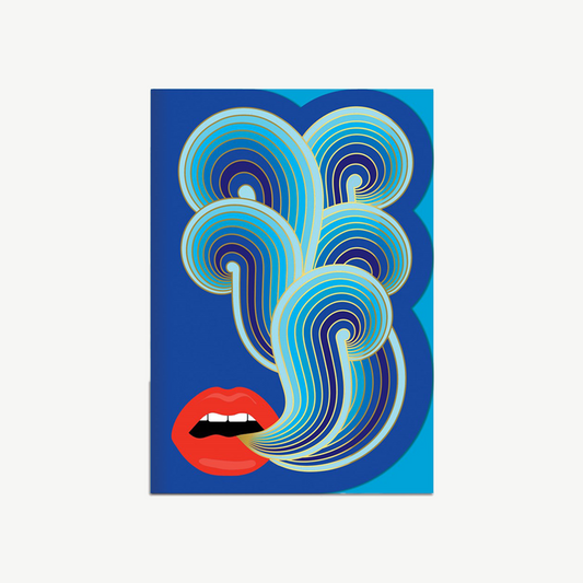 Blue swirling smokestack pattern A5 journal