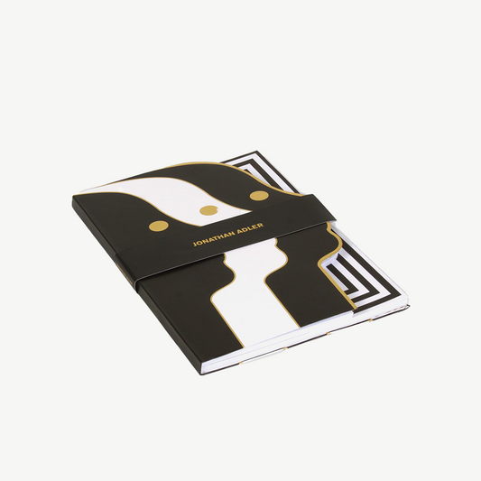 Black and white atlas design A5 notebook with gold foil accents