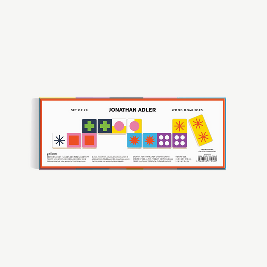 Scandinavian themed vibrant wood domino playing set 
