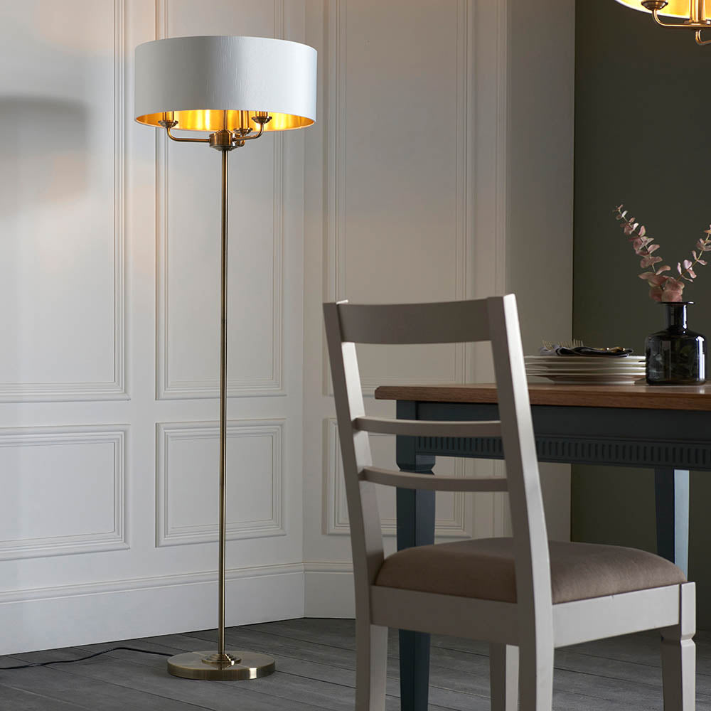 Leif 3lt Floor Lamp in Antique Brass