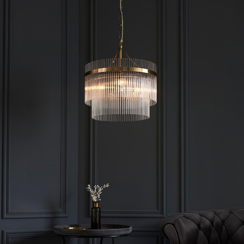 Axel 3lt Pendant Light in Antique Brass