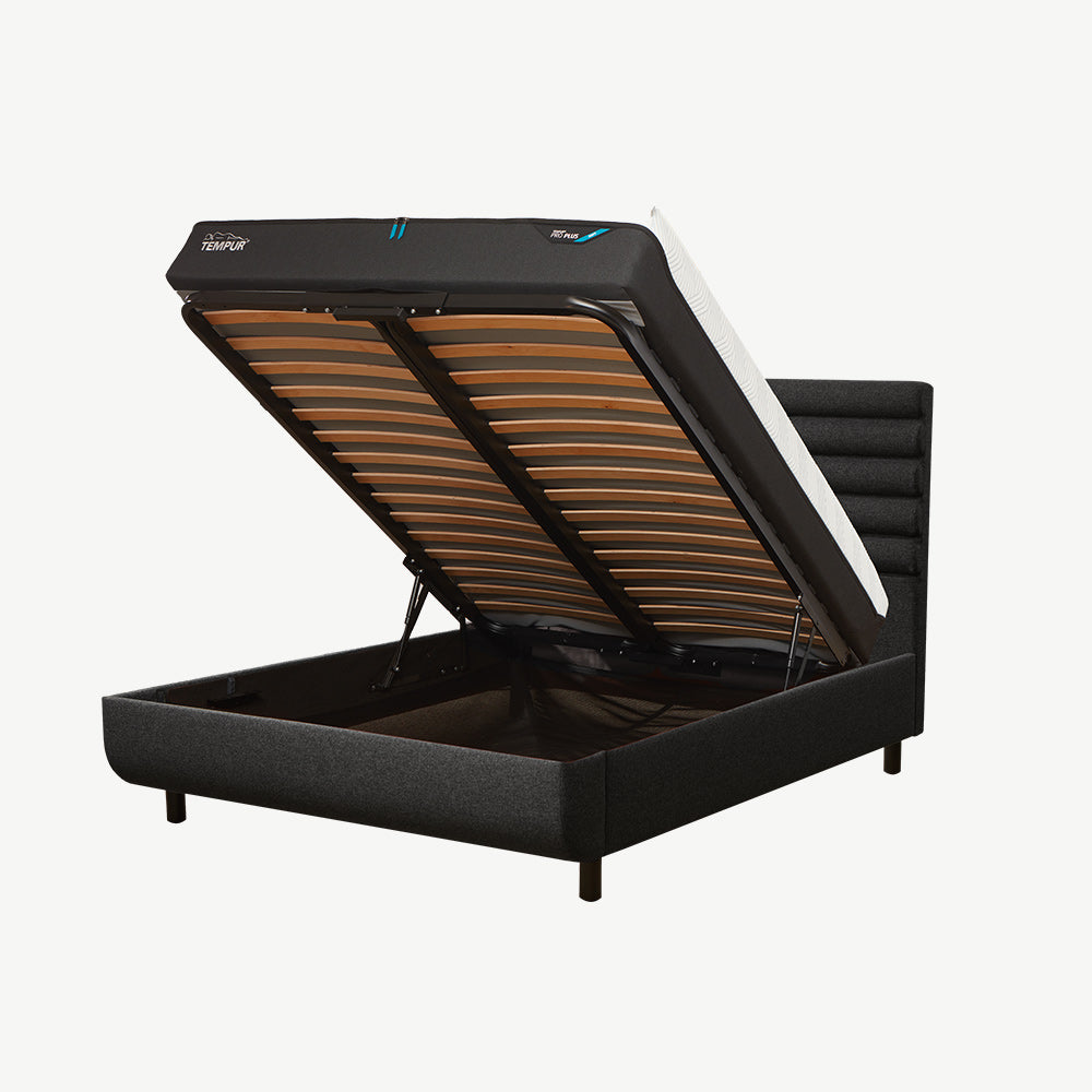 TEMPUR® Arc Ottoman with Vetra Headboard Dark Grey