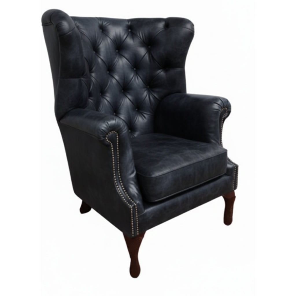 Albert Leather Armchair in Blue