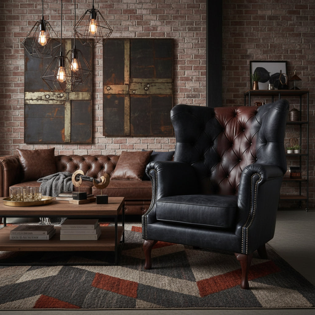 Albert Leather Armchair in Blue