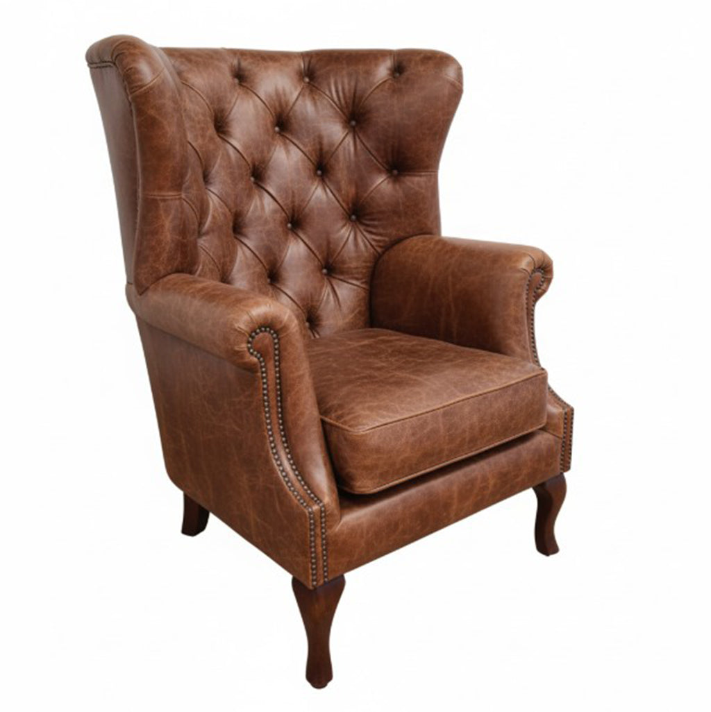 Albert Leather Armchair in Gold