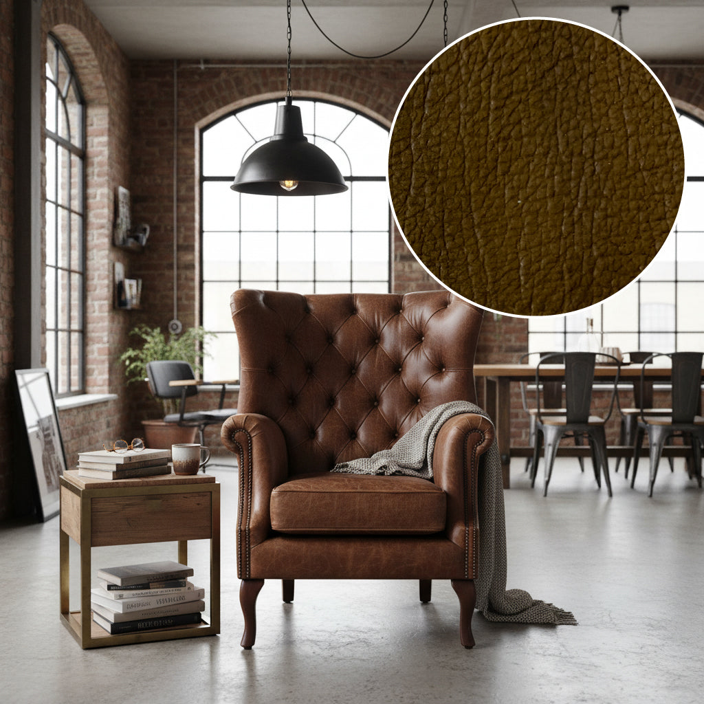 Albert Leather Armchair in Gold