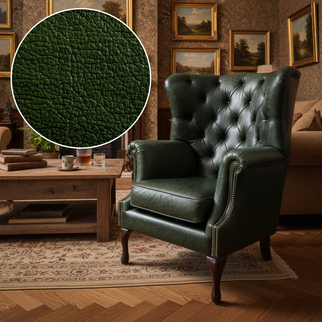 Albert Leather Armchair in Green