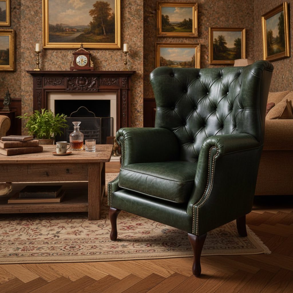 Albert Leather Armchair in Green