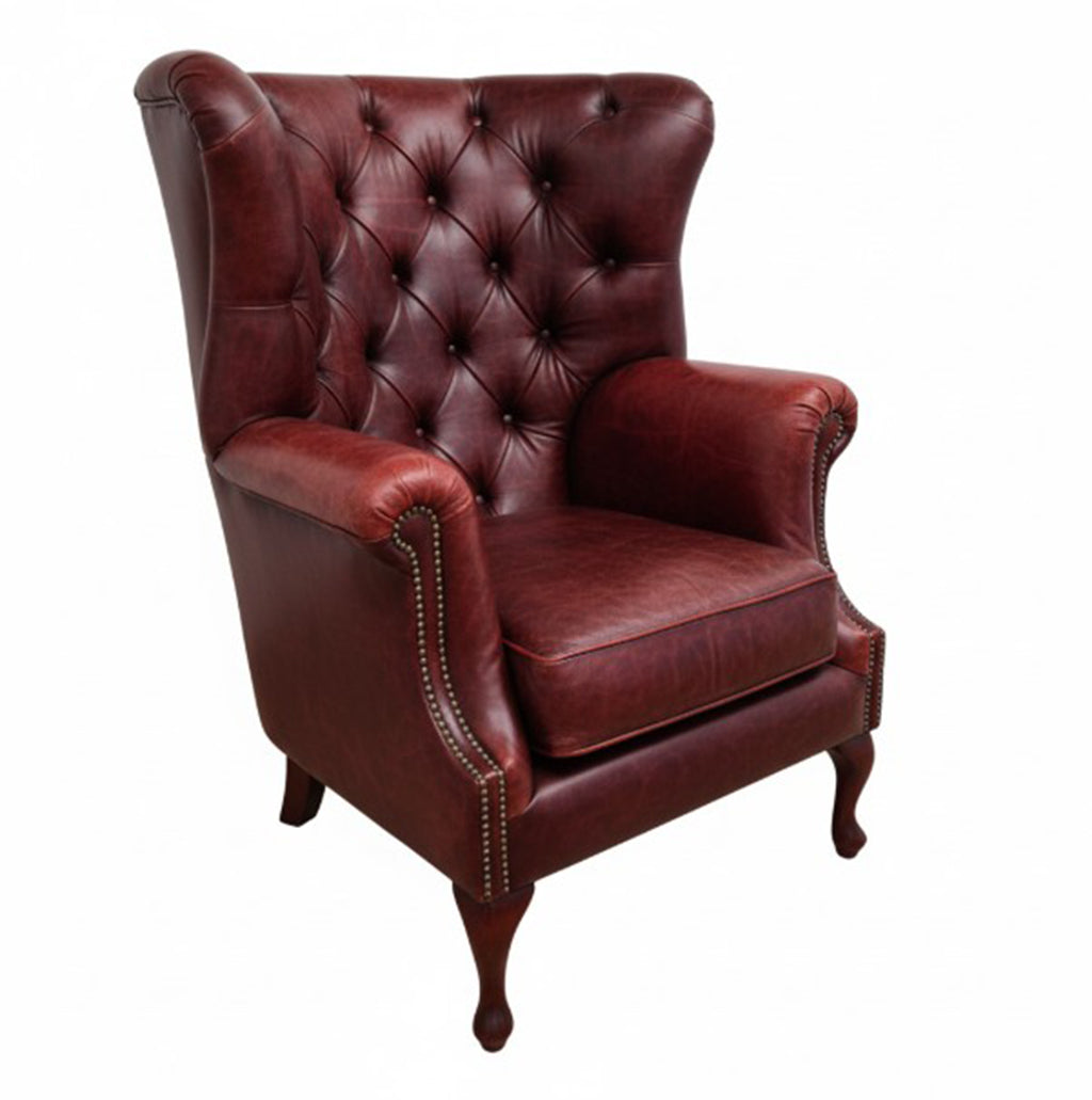 Albert Leather Armchair in Red