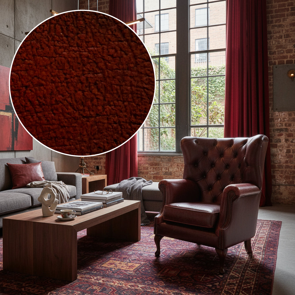 Albert Leather Armchair in Red