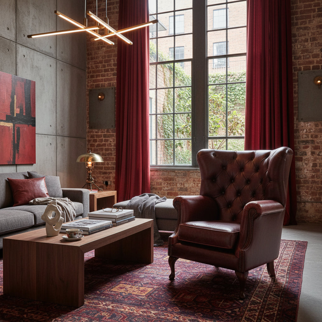 Albert Leather Armchair in Red