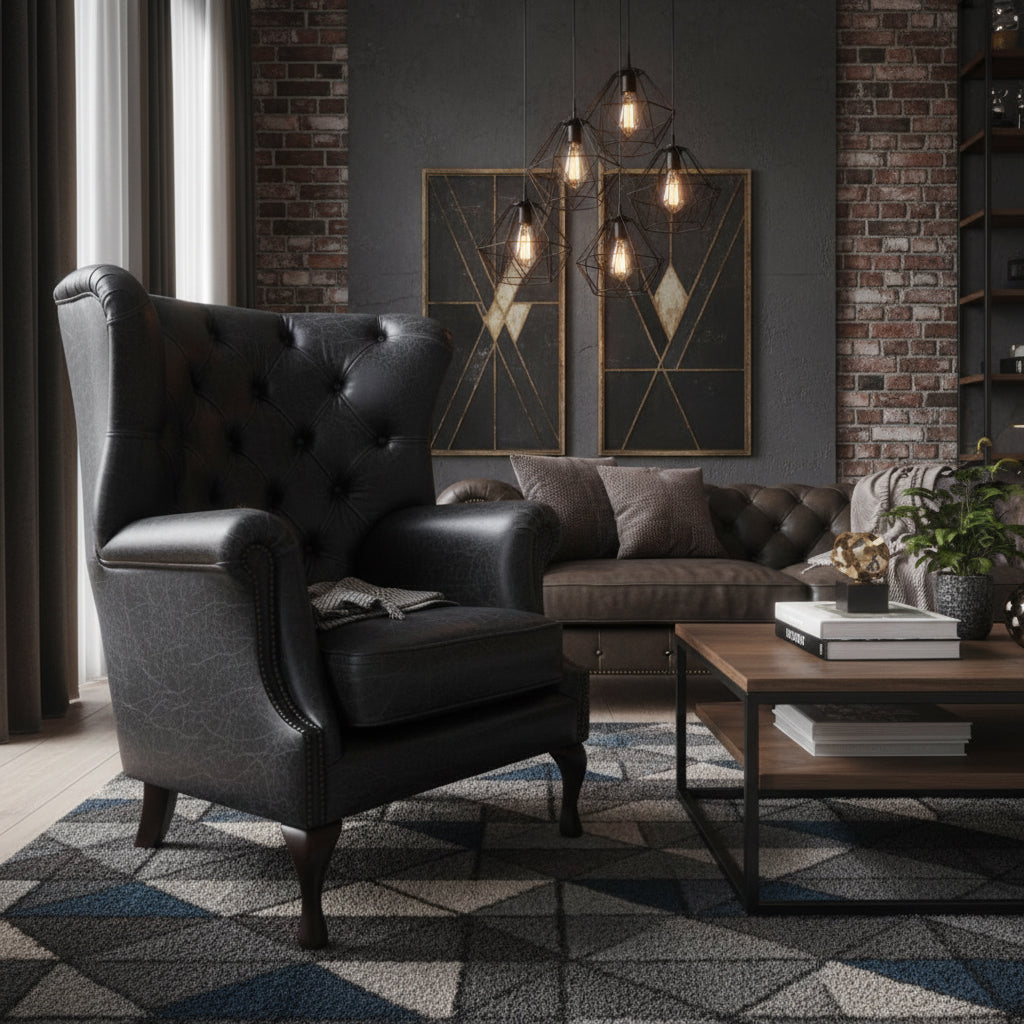 Albert Leather Armchair in Blue