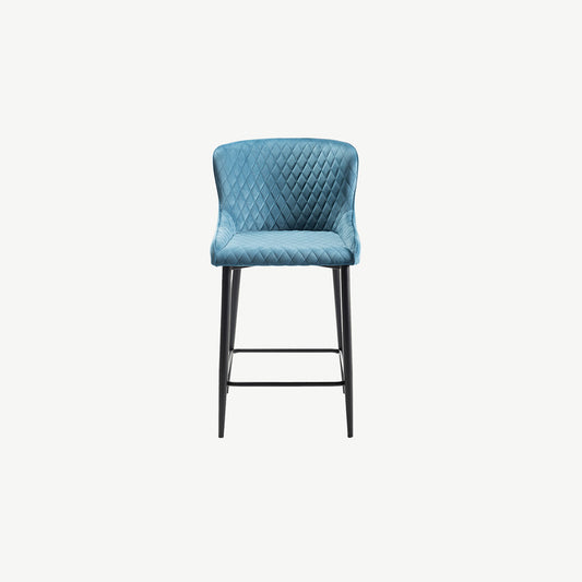Alberta Barstool in Grey-Velvet-with-Black-Legs