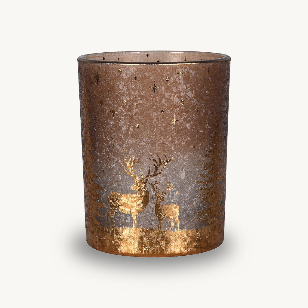 Amber Deer Glass Candle Holder