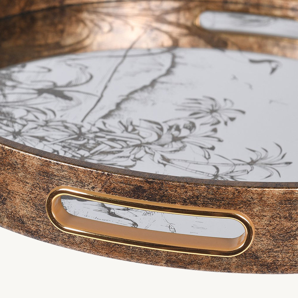 Antique Grasses Glass Top Tray