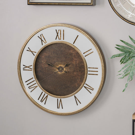 Antique Gold Geo Print Clock