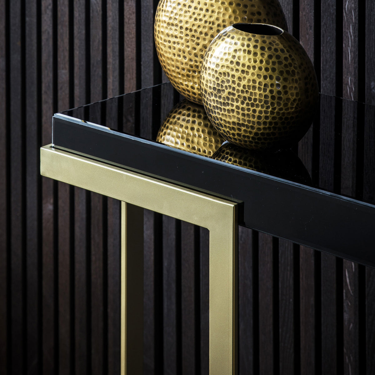 Ardella Black Glass Console Table