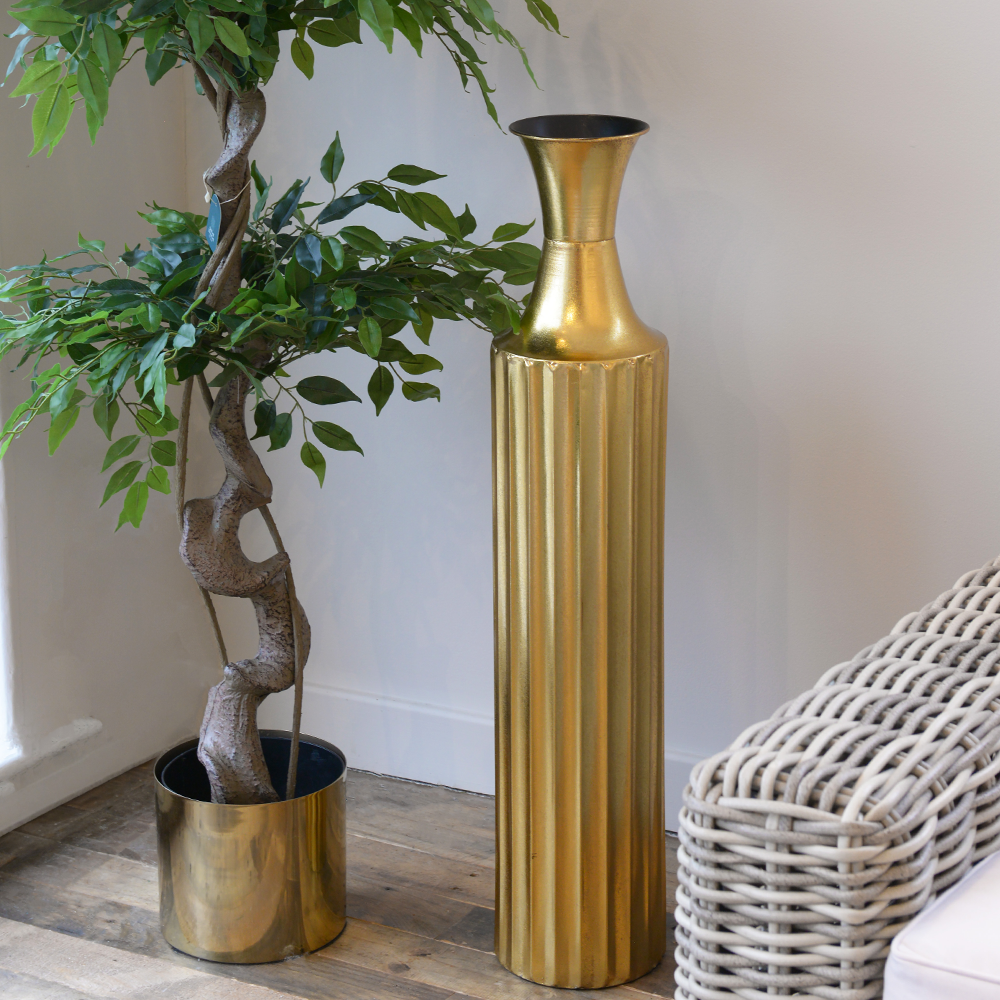 Tall Gold Metal Vase