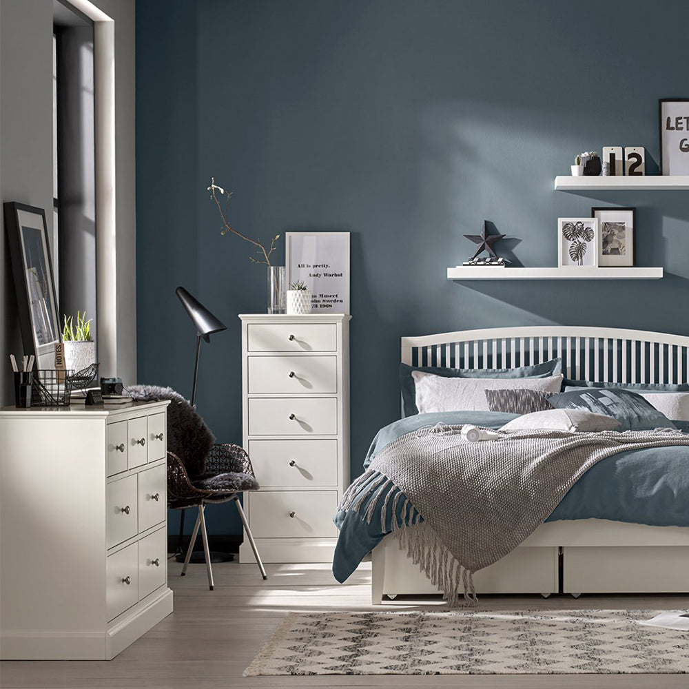 5 drawer tall chest in painted white
