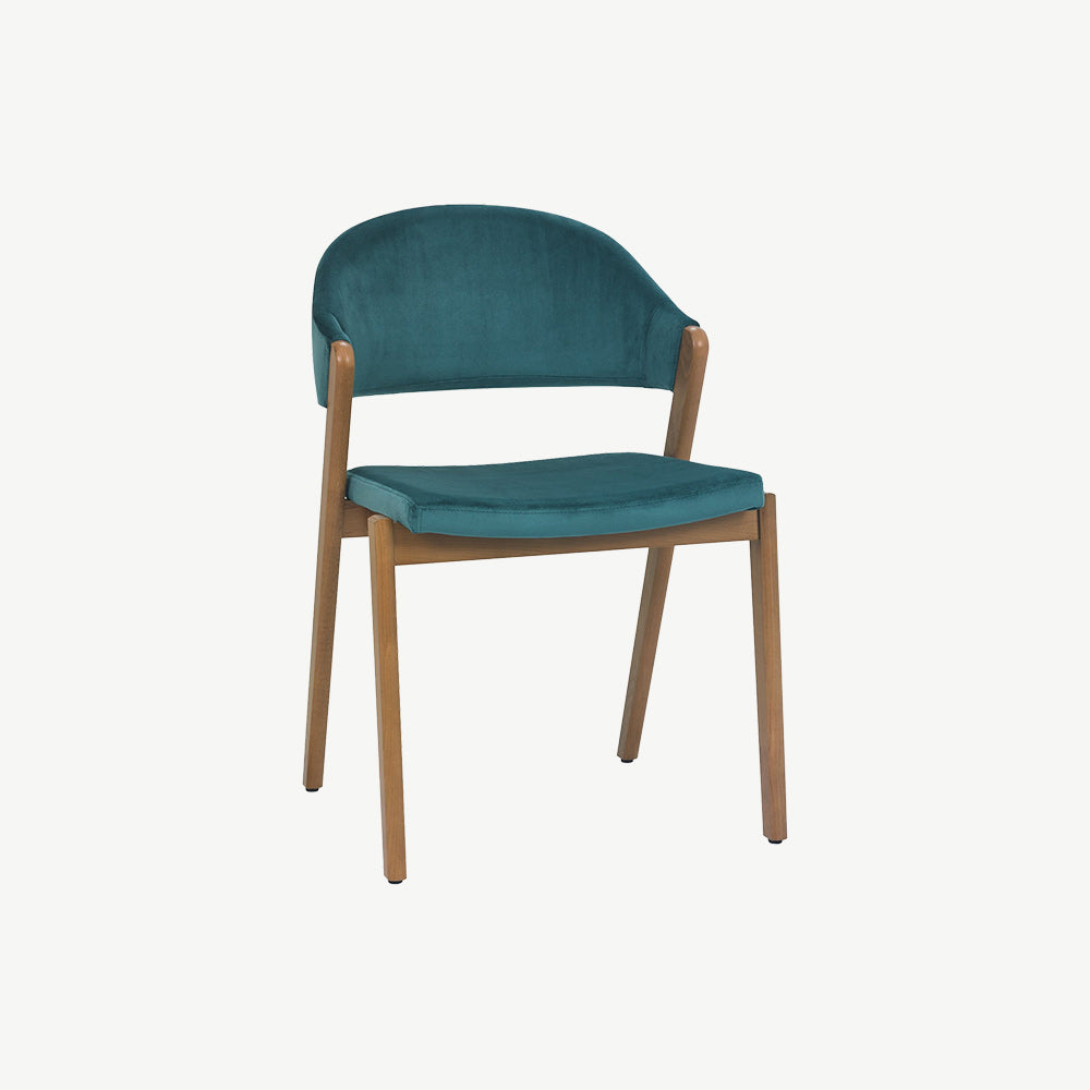 Highgate Rustic Oak Dining Chair in Azure Velvet