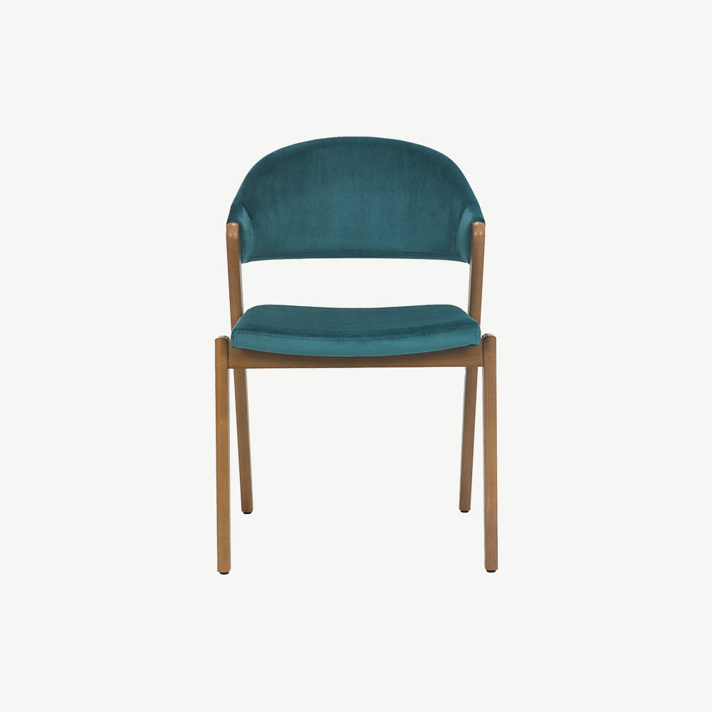 Highgate Rustic Oak Dining Chair in Azure Velvet