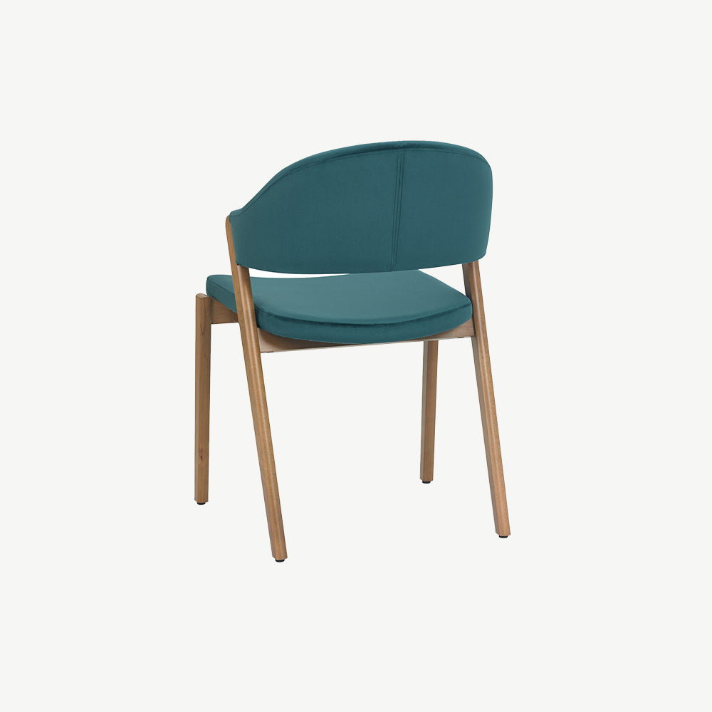 Highgate Rustic Oak Dining Chair in Azure Velvet
