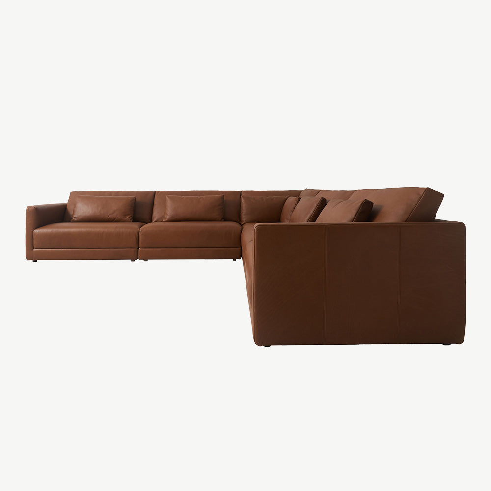 Marilla Corner Group Sofa in Ponderosa-Nutmeg-Leather