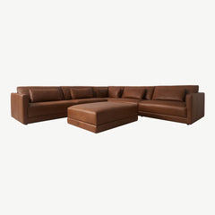 Marilla Corner Group Sofa in Ponderosa-Nutmeg-Leather