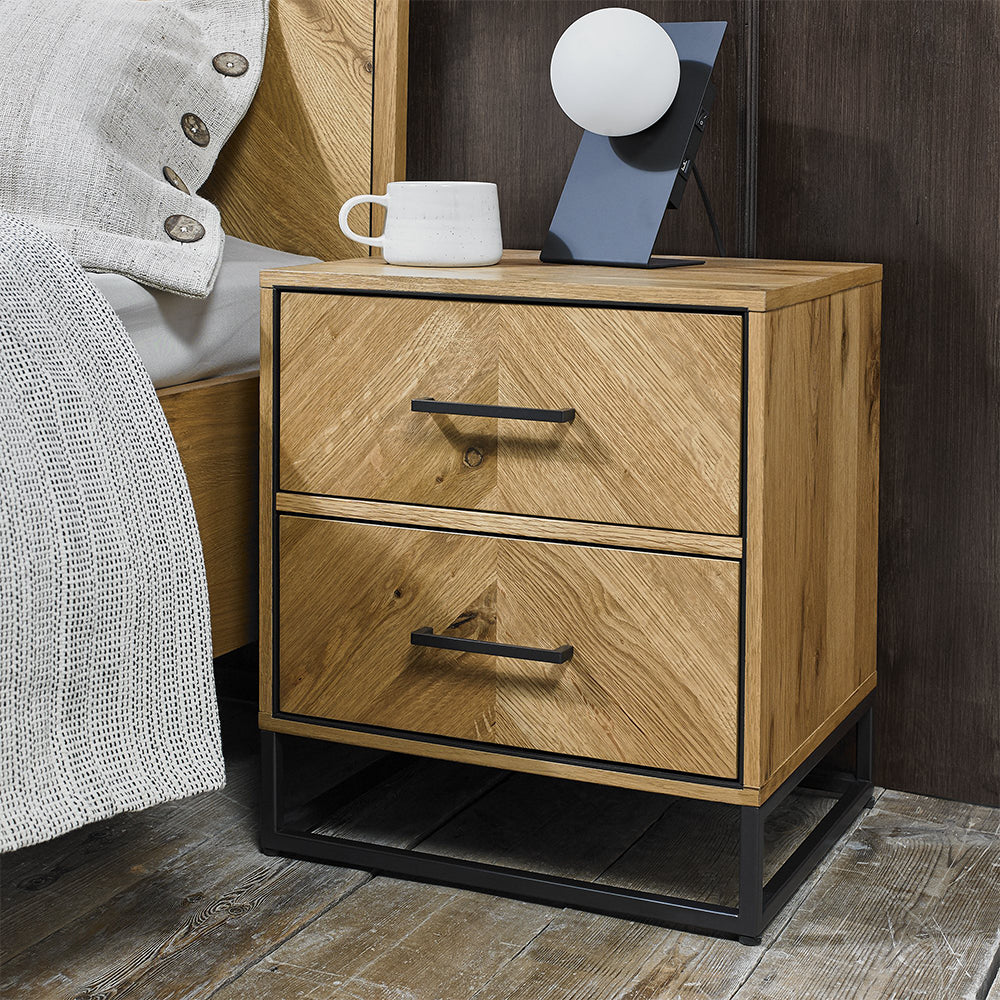 Rustic Draw Unit Birchwood Rustic Oak 2 Drawer Nightstand – Arighi Bianchi