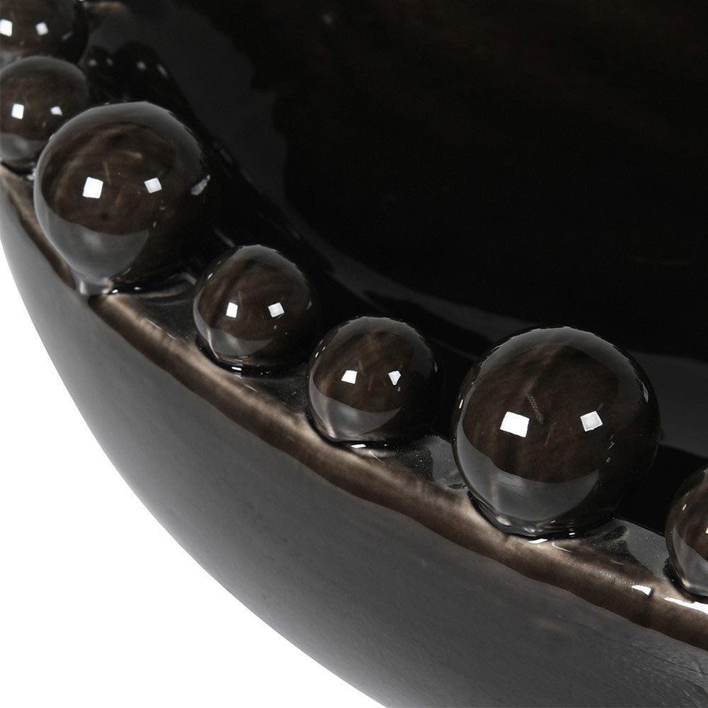 Oval Ceramic Bobble Bowl in Black