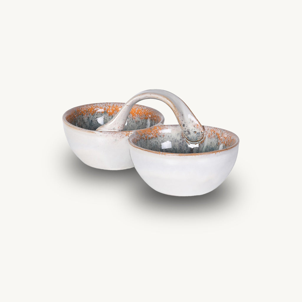 Blue Ombre Handled Double Bowl
