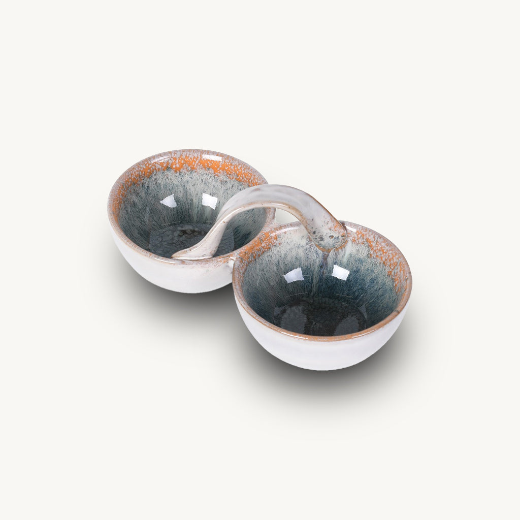 Blue Ombre Handled Double Bowl