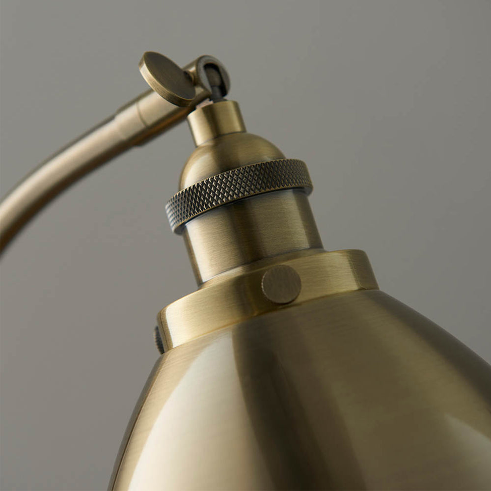 Modern style industrial table lamp with antique brass plated finish