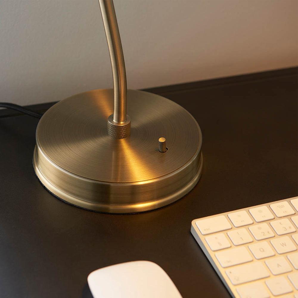 Modern style industrial table lamp with antique brass plated finish