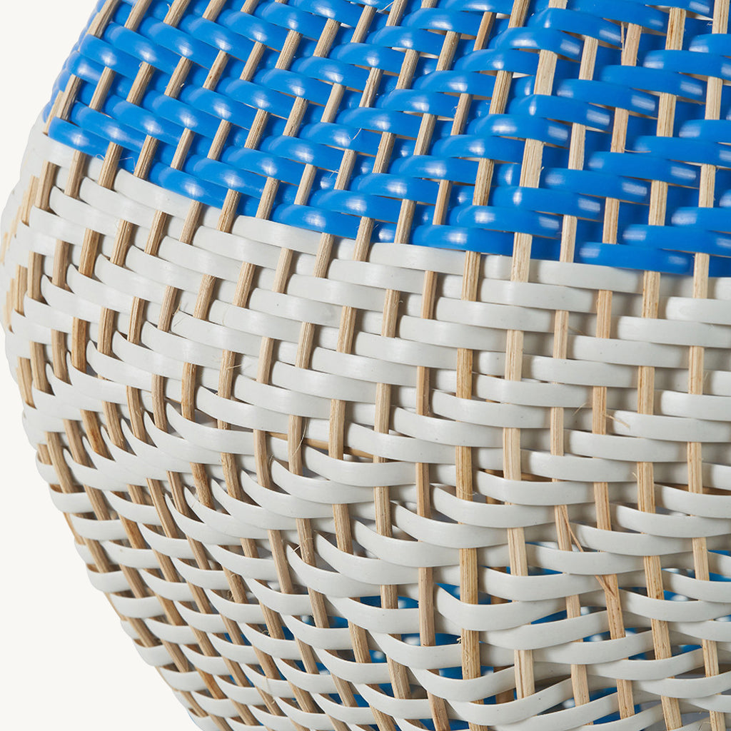 Large Rattan Table Lamp in Blue